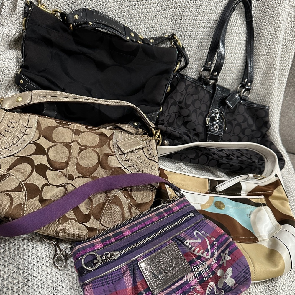 5-Piece Set of Coach Vintage Handbags Tote Bags PLEASE READ!!!